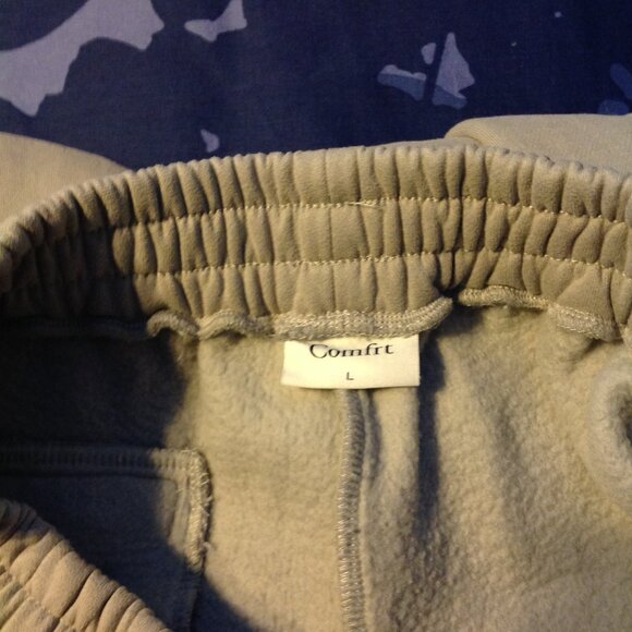 Comfrt Beige Hoodie Sweatshirt Jogger Sweatpants Pants w/ Sleeve Pockets L - Picture 12 of 12